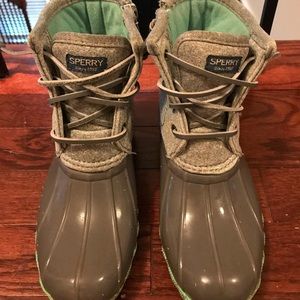 Grey and mint sperry duck boots Clearance